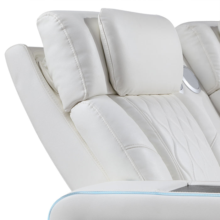 Electra - Power Reclining Sofa With Power Headrests, Drop Down Table, Reading Light, Massage, LED Lighting And USB Control