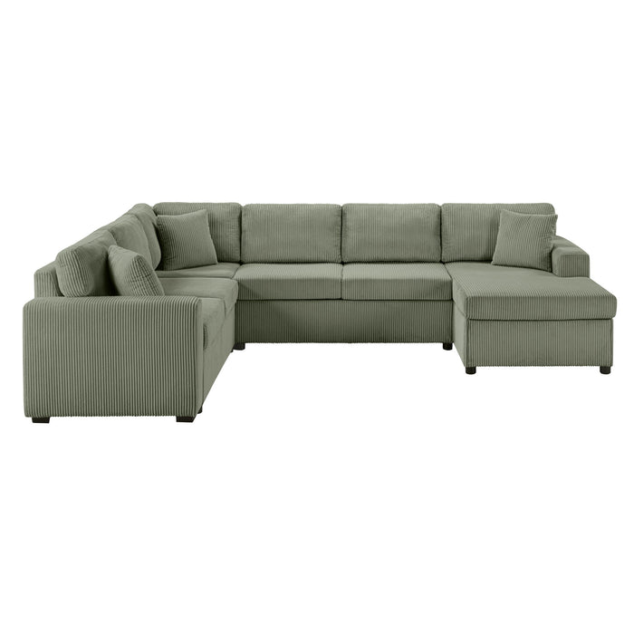 Oversized Sectional U-Shaped Sofa With Chaise Lounge And Three Soft Throw Pillows