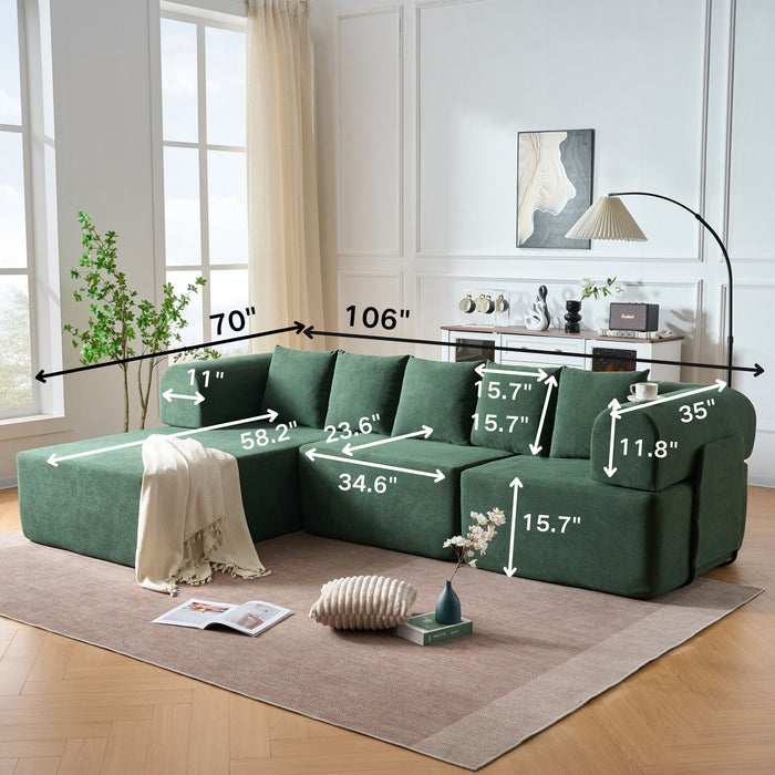 Modular L-Shaped Sectional Sofa With Deep Seat, Movable Chaise & 5 Pillows