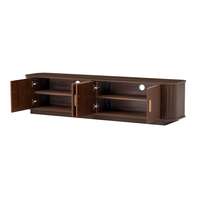 70" TV Stand With Ample Storage, Refined Curved Corners - Dark Brown