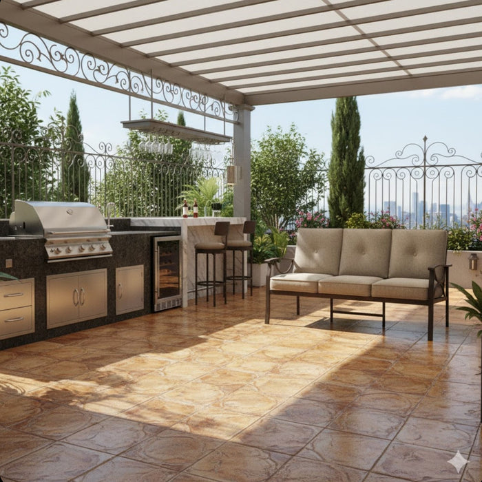 All-Weather 3 Seat Patio Sofa With Cushions