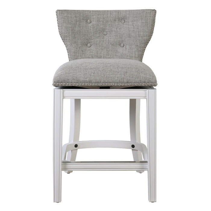 Upholstered Swivel Stool With Back