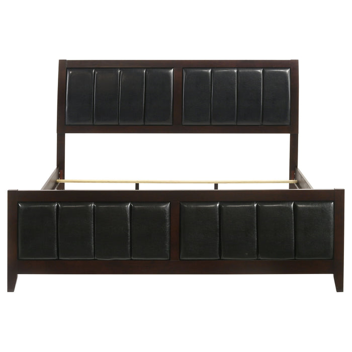 Eastern King Panel Bed With Upholstered Headboard And Footboard - Cappuccino