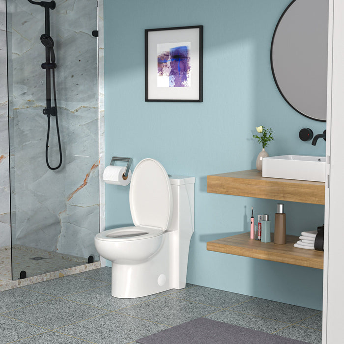 1 Piece Toilet With Dual Flush And Soft Closing Seat - White