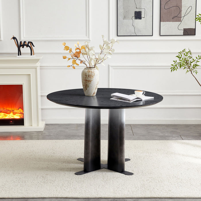 Round Dining Table With Cross Base, Modern Home Furniture