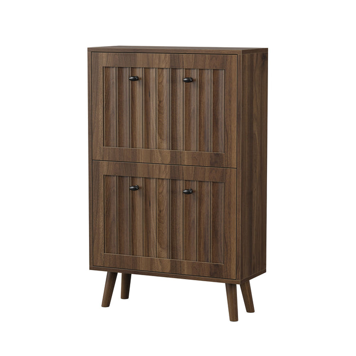 Shoe Cabinet, Upright Storage Unit - Walnut