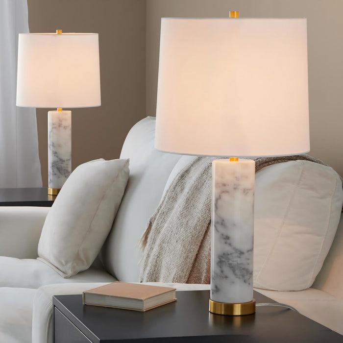 Marabella - Contemporary Marble Table Lamp (Set of 2) - Brass / White