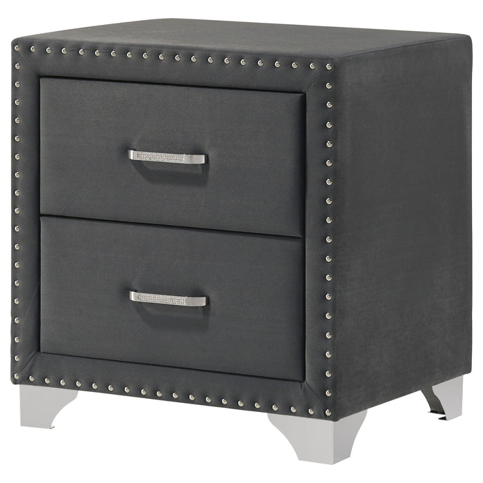 Upholstered 2 Drawer Nightstand With Accents