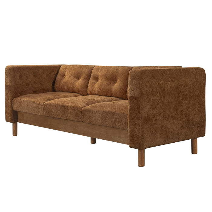 3 Seater Sofa With Square Arms, Tufted Pillow Back For Living Room