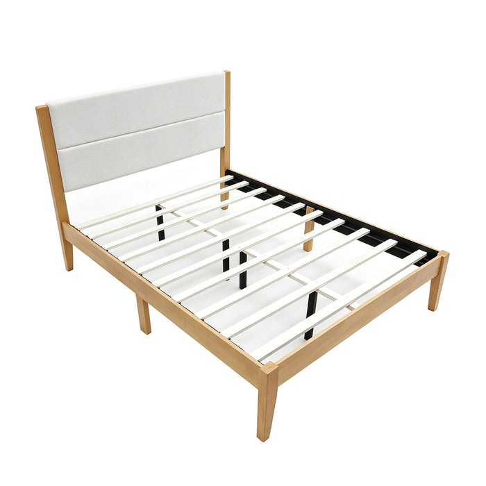 Platform Bed Frame With Upholstered Headboard, Slat Support