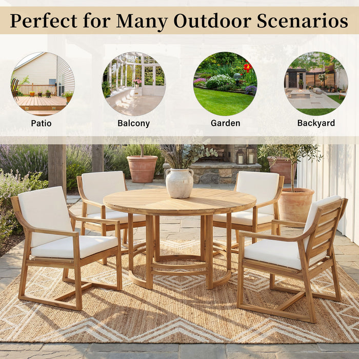 5 Piece Outdoor Dining Set, Patio Table And Chairs With Umbrella Hole