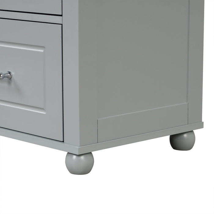 Tall Freestanding Bathroom Storage Cabinet With 2 Drawers And Adjustable Shelf