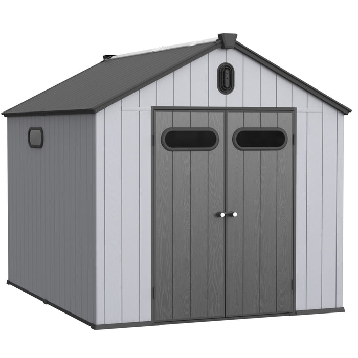 Resin Plastic Storage Shed For Backyard Garden With Spire Tool Storage