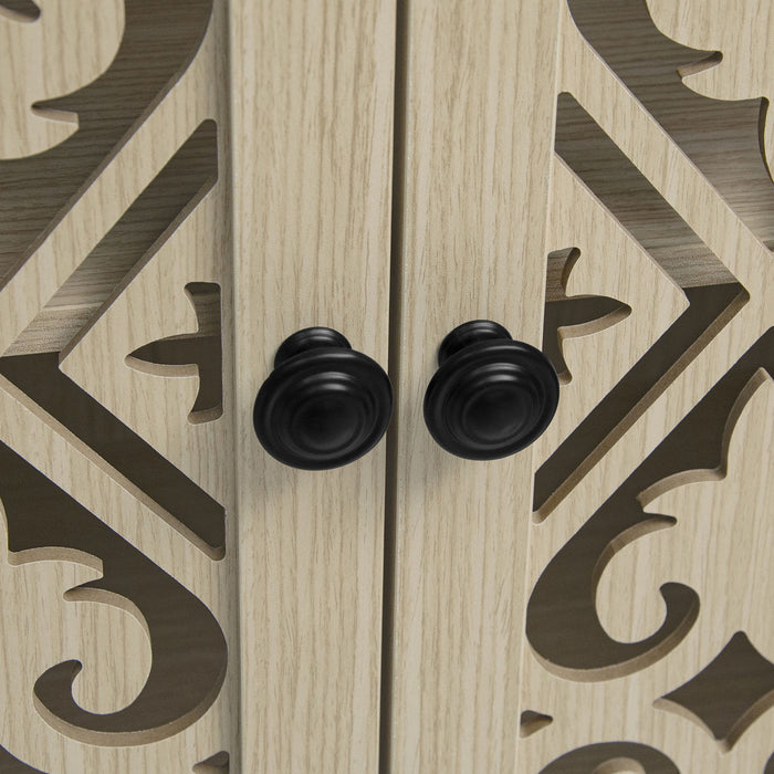 Hollowed Out Cabinet With 2 Door 3 Drawers, American Furniture, Suitable For Bedroom, Living Room, Study - Natural