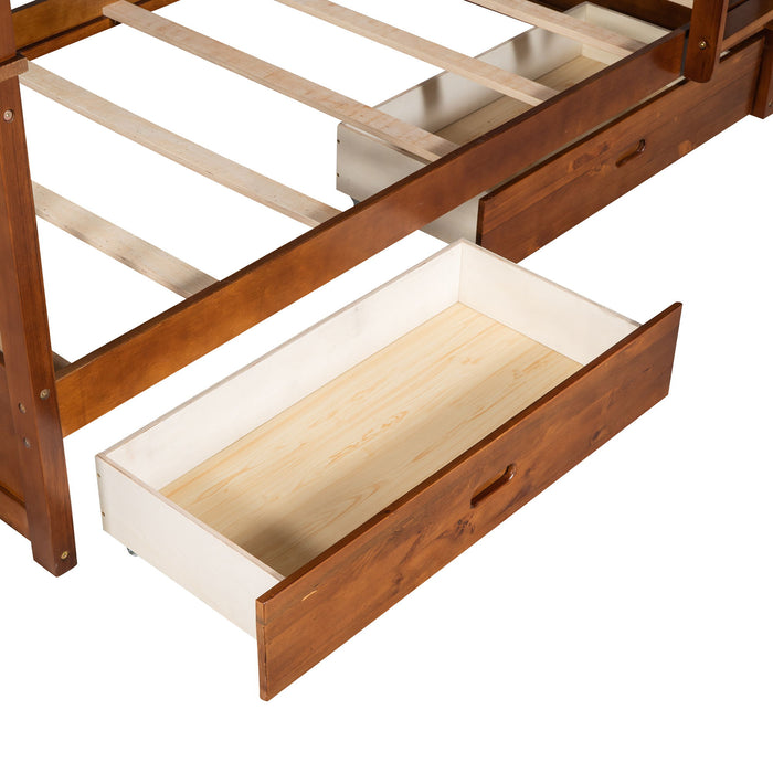 Bunk Bed With Ladders And 2 Storage Drawers