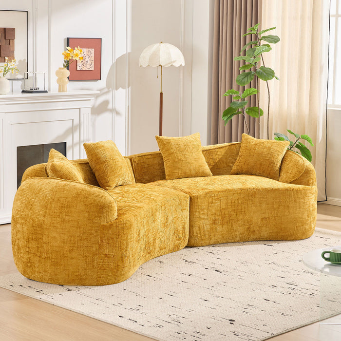Curved Compressed Sofa, Nordic-Style Design For Living Room