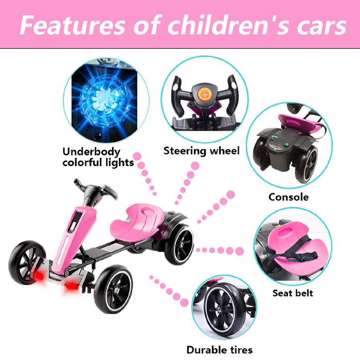 Electric Kids Pedal Go Kart With Adjustable Seat, Foldable Design