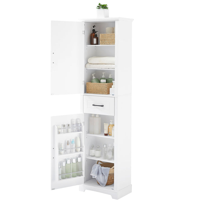 Tall Freestanding Bathroom Storage Cabinet With 2 Doors And Adjustable Shelves