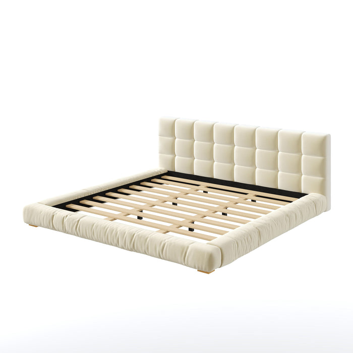 Upholstered Platform Bed Frame With Tufted Headboard