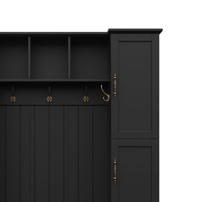 Hall Tree With 4 Side Cabinets