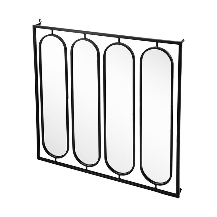 Large 4 Oval Wall Mirror With Square Frame, Home Decor For Living Room, Bedroom, Entryway, Office - Black
