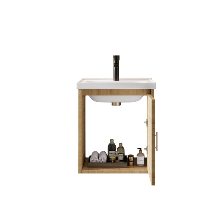 Floating Bathroom Vanity Combo, Wall Mounted Cabinet With Sink & Soft Close Doors For Small Bathrooms