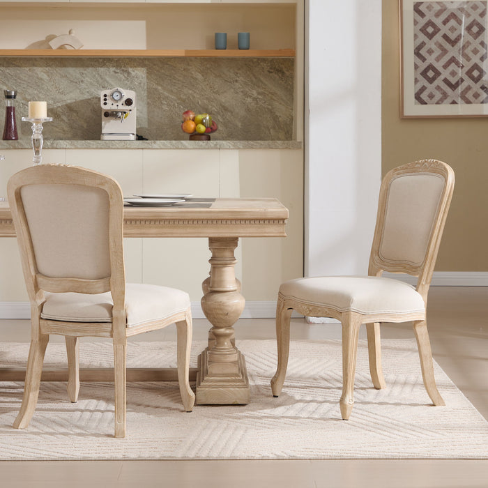 Dining Chairs Upholstered With Fan Shaped Back (Set of 2) - Beige