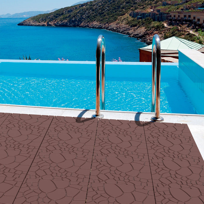 Stone Texture Patio Deck Tiles, Diy Module Interlocking Decking Floor Tiles