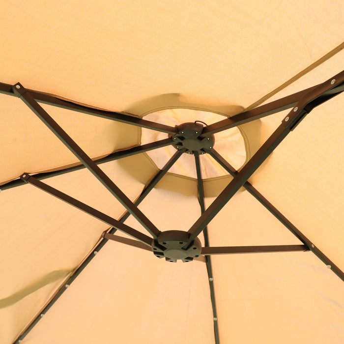 Double- Sided Outdoor Market Umbrella With Lights And Base