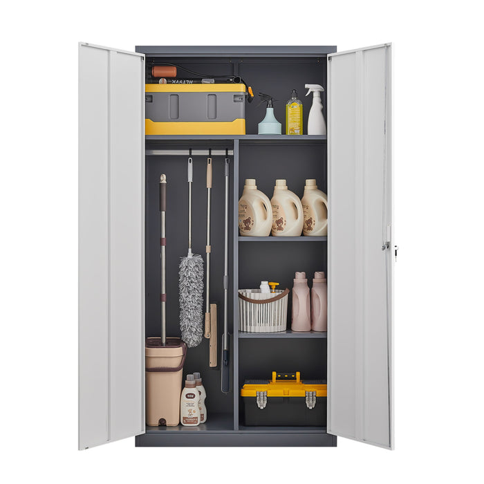 Large Capacity Wardrobe With Hanging Rod And Compartments