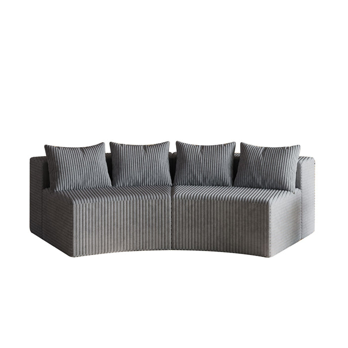 Curved Sectional Sofa With 4 Pillows, Modular Semi Circular Design