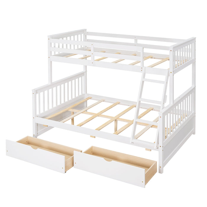 Bunk Bed With Ladders And 2 Storage Drawers