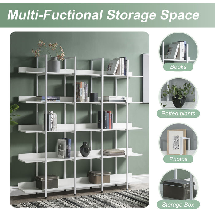 Vintage Industrial 5 Tier Open Bookcase