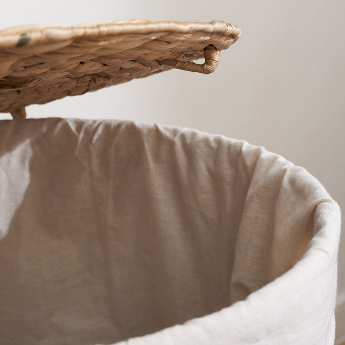 Ludmilla - Round Tall Laundry Hamper With Lid, Removable Liner - Light Brown