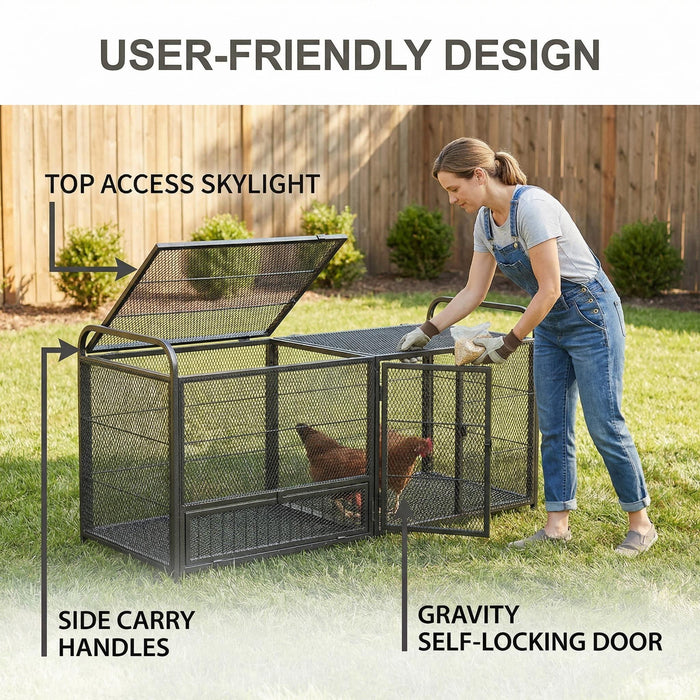 Chicken Cage, Poultry Breeding Coop - Black / Silver
