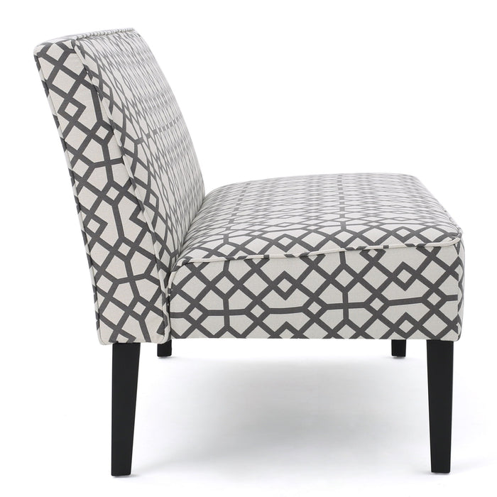 Contemporary Loveseat With Upholstered Fabric And Birch Wood Legs - Gray