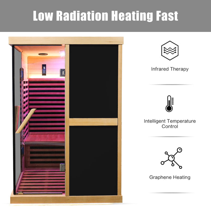 Double Person V Shaped Far Infrared Sauna Room - Natural