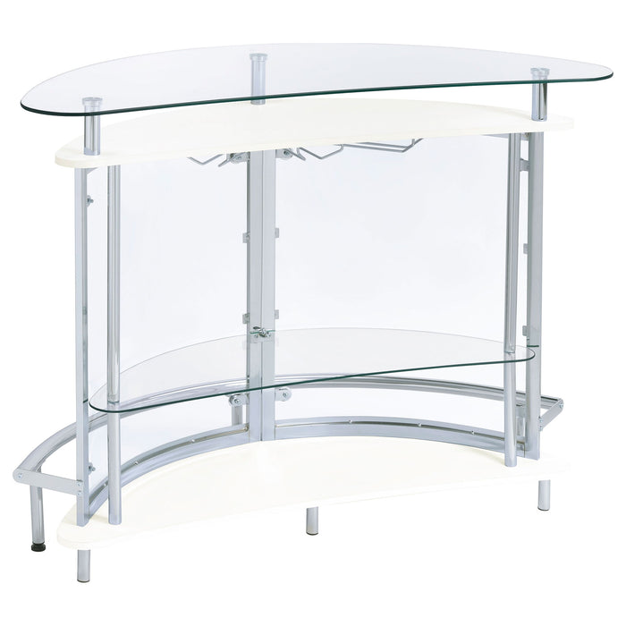 Strick - Freestanding Glass Top Home Bar Wine Cabinet - White