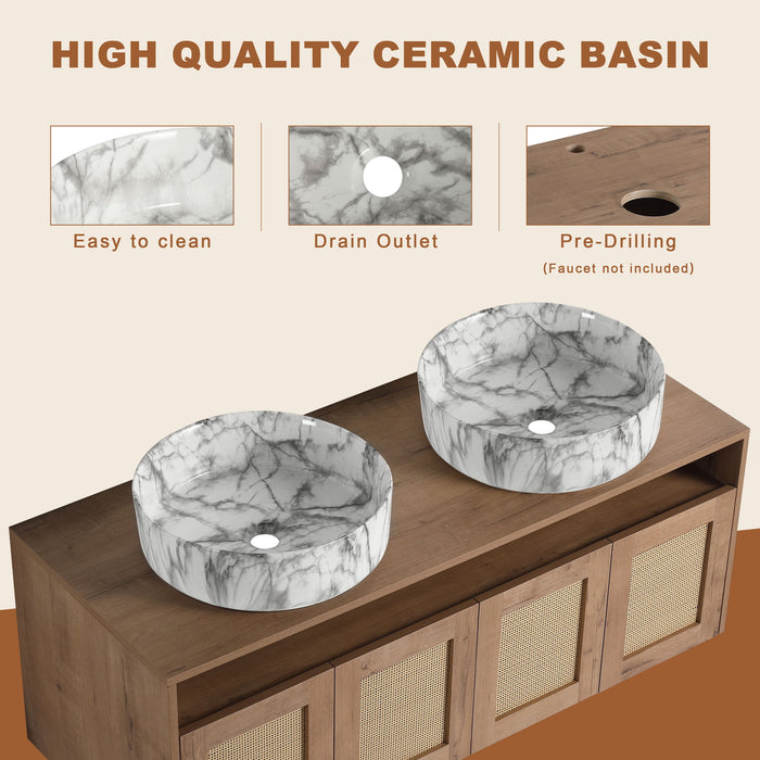 Bathroom Vanity & Art Sink And Side Cabinet, Float Mounting Design