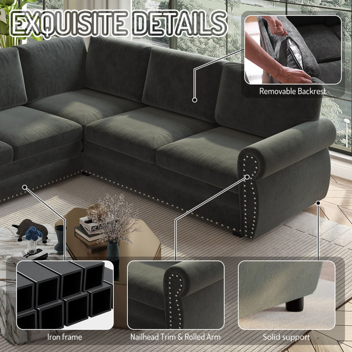 L-Shaped Sofa Couch With Pull-Out Bed