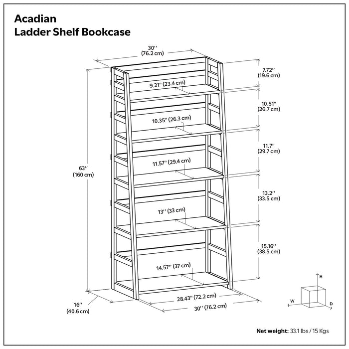 Acadian - Handcrafted Ladder Shelf Bookcase