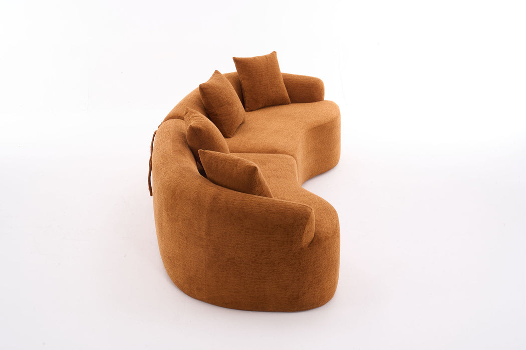 4 Seater Sofa With Chenille Fabric, 30D, 60 Hardness Full Sponge, 4 Pillow For Living Room, Home Furniture Sleeper Sectional Sofa For Apartment