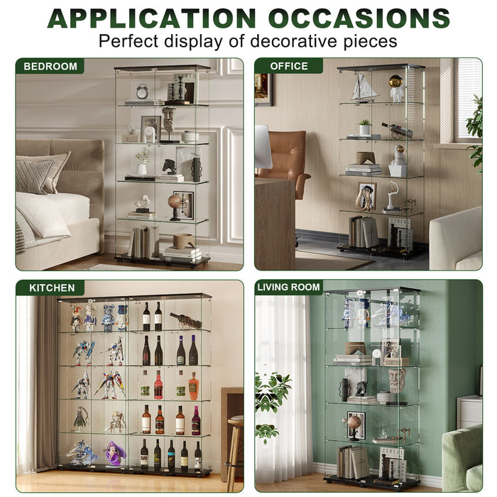 Display Cabinet With Shelf Double Doors And Lock