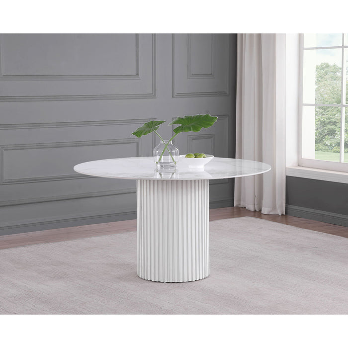 Quincy - Round Dining Table - White Marble