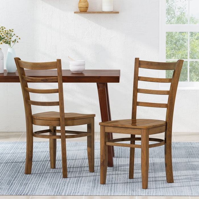 Farmhouse Style Dining Chair Set With Traditional Ladder Back Design