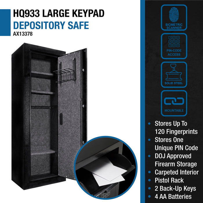 9.33 Cubic Ft Biometric Keypad Rifle Safe - Black