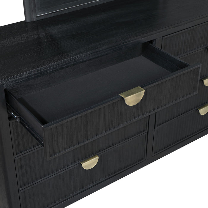 Mason - 8 Drawer Dresser With Fluted Design - Black