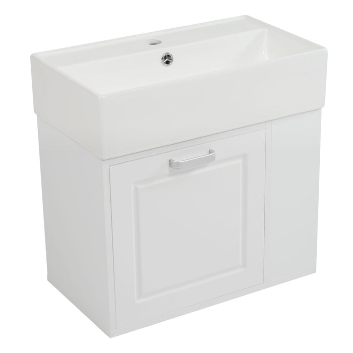 Modern Wall Mounted Bathroom Vanity With Sink, Soft Close Drawer, Adjustable Shelf, Toilet Paper Holder