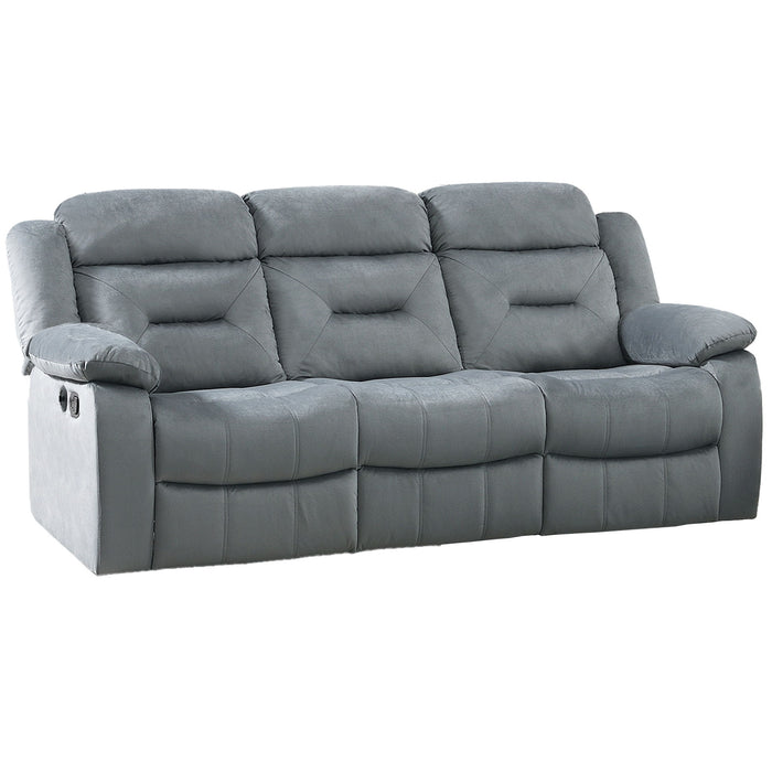 Modern Recliner Sofa With Pillow Arms, Plush Backrest, Horizontal Tufting, USB Charging Port