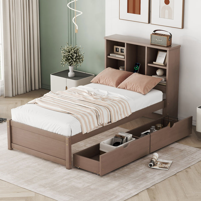 Bed Frame With Built In USB Port And 2 Drawers